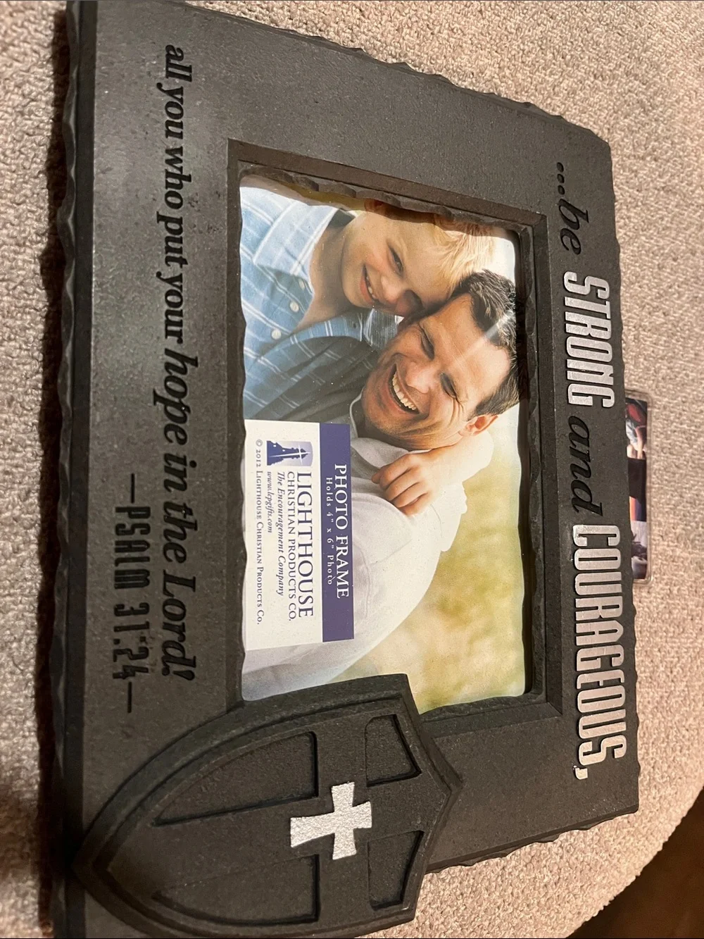 Cast Stone - “Be Strong and Courageous” Black Photo Frame